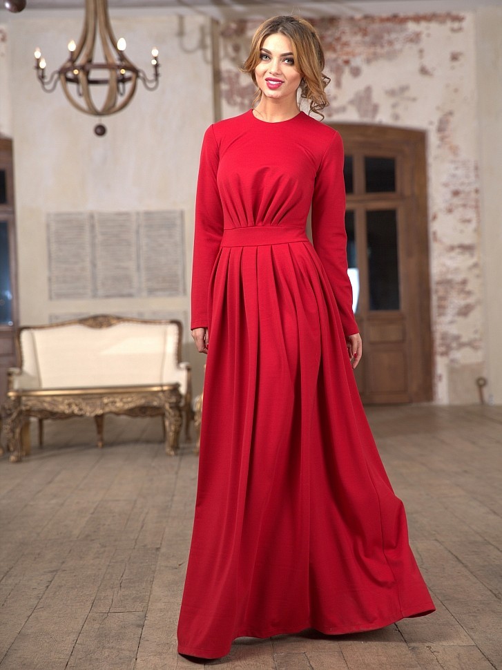Красное Вечернее Платье С Рукавами